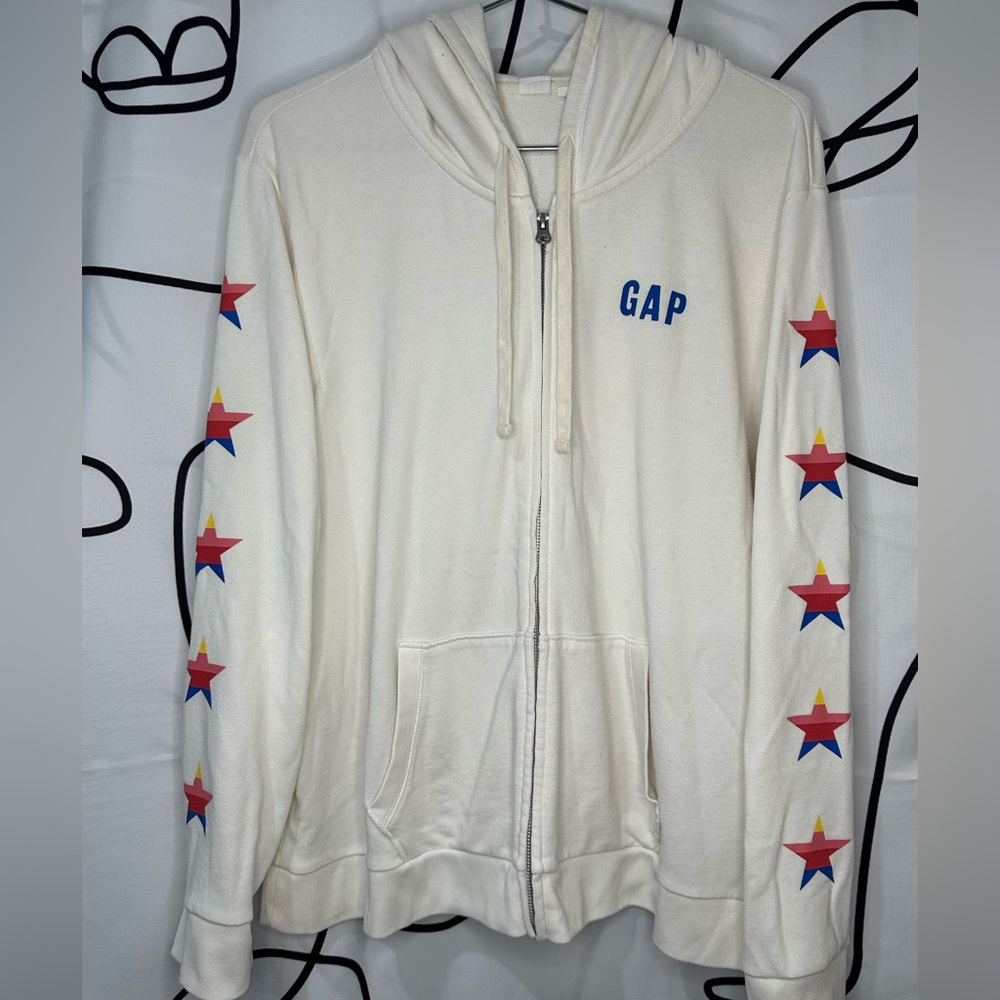 GAP Off-White Knit Hoodie with Stars size  XXL